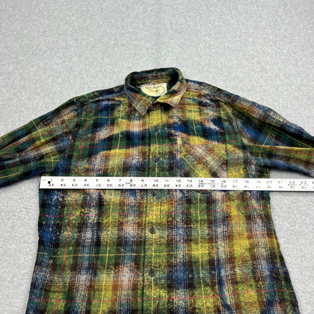 Angry Minnow Vintage Flannel Women's Small Green Plaid Bleached Minnesota Patch - Picture 5 of 10